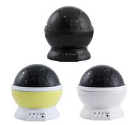 (Black) LED Rotating Night Light Projector Starry Sky Star Projection Lamp Children's Room Decorated Lights