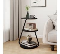 (Black) LED Sofa Side Table Modern Living Room End Table