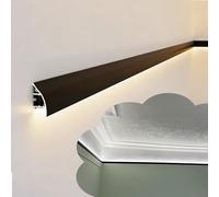 Black LED Wall Mount Lighting with Cuttable Aluminum Crown Molding Profile 14m Home Decor Baseboard Trim Indirect Lighting Track System for Stylish Interiors