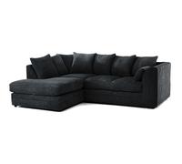 (Black, Left Hand Corner ) Luxor Jumbo Cord 4 Seater Corner Sofa