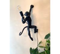 (black-Left OnWall) Modern Black Monkey Lamp Hemp Rope Pendant Lights American Country Resin Loft Industrial Hanging Luminaire Home Decor