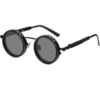 Black Lens Sunglasses,Adjustable Tint Polarized Round Sunglass 1-9 Gears,Flip-Up Retro Nd Filter Scratch-Resistant for Man Woman