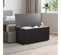 (Black) Leon Room Storage Ottoman Wood Bench Stool