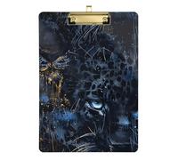 Black Leopard Acrylic Plastic clipboards Standard Letter A4 Size Plastic for Nursing Student Trade Quest Gold 12x9in Tabla para escribir