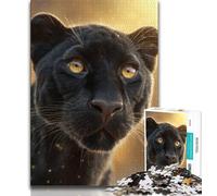 Black Leopard Adult Jigsaws 1000 Pieces Difficult,Help The Brain Exercise Addictive Toys to Cultivate Patience Great Gift 38x26cm