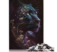 Black Leopard And Flower 500 Piece Jigsaw Puzzle Family Fun Jigsaws for Adults And Challenging Game,stress Relief Games And Unique Gifts 500pcs (52x38cm)