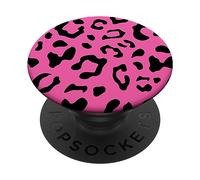 Black Leopard Cheetah Pink PopSockets Adhesive PopGrip