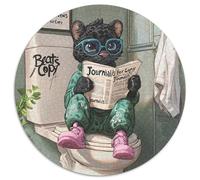 Black Leopard Go Toilet Jigsaw Puzzles for Adults 1000 1000 Piece Round Jigsaw Puzzle Colorful Home Decor & Interactive Family Game, 67.5x67.5cm