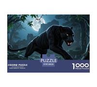 Black Leopard Jigsaw Puzzles 1000 Pieces Challenge Game for Adults,Tropical Rainforest Impossible Jigsaw 1000 Pieces Educational Games for Adults Or Families 38x26cm/1000pcs