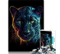Black Leopard Jigsaw Puzzles for Adults Teenagers Jigsaws Puzzle,Toys Educational Games Stress Relieving Wall Decoration (38x26cm)