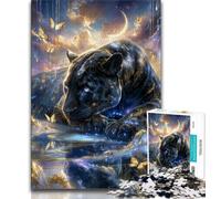 Black Leopard Jigsaw Puzzles for Adults Teenagers Jigsaws Puzzle,Toys Educational Games Stress Relieving Wishlist with Santa Claus (50x75cm)