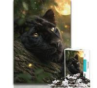 Black Leopard Jigsaw Puzzles for Teenagers,Decompressing Intellectual Educational Toy Suitable for Desktop Decoration (38x26cm)