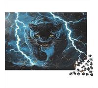 Black Leopard Jigsaw Puzzles Puzzle for Adults Kids. 1000 Piece Night Lightning Great Gifts Challenge Toy Educational Game Home Decoration for Adults& Kids Age 14 Years Up 1000pcs (75x50cm)