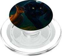 Black Leopard Panther, Chasing Deer, Jungle Art, Big cats PopSockets PopGrip for MagSafe