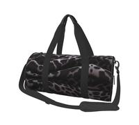 Black Leopard Pattern Print Round Duffel Bag, Canvas Overnight Travel Tote Bag, Waterproof and Tear-Resistant.Foldable Weekend Travel Bag