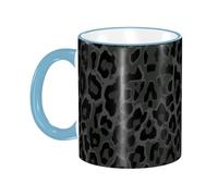 Black Leopard Print Animal Coffee Mug with Handle Tea Cup Mug Drinking Cups Ceramic Reusable Funny Novelty Coffee Mugs Travel Cup Drinkware Accessories for Home Office Cups Gifts 11oz