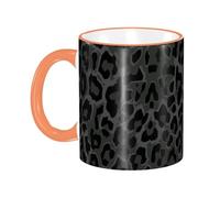 Black Leopard Print Animal Coffee Mug with Handle Tea Cup Mug Drinking Cups Ceramic Reusable Funny Novelty Coffee Mugs Travel Cup Drinkware Accessories for Home Office Cups Gifts 11oz