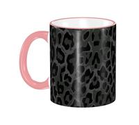 Black Leopard Print Animal Coffee Mug with Handle Tea Cup Mug Drinking Cups Ceramic Reusable Funny Novelty Coffee Mugs Travel Cup Drinkware Accessories for Home Office Cups Gifts 11oz