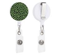 Black Leopard Print Pattern on Green Retractable Badge Holder Reel Clip ID Card Holder for Doctor Nurse Student Office Worker