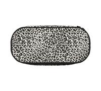 Black Leopard Print Print Unisex Pencil Case Pouch - Compact Design for Pencils, Small Items - Double-Headed Zipper