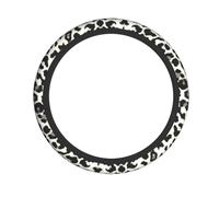 Black Leopard Print Print Universal Anti-Slip Steering Wheel Cover, Breathable Neoprene Protector For Car & Suv