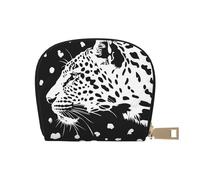 Black Leopard Print Printed Card Holder Wallet, Women's PU Leather Card Case Wallet & Pocket Wallet