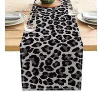 Black Leopard Print Table Runner Western Cheetah Party Decorations Runners Farmhouse Dresser Runner Scarf for Party Home Kitchen Dining Room 13x71 Inch (Just a Print) (13x71 Inch, Black Leopard Print)