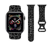 Black Leopard Print Watch Band Compatible with Apple Watch 38mm 40mm 41mm 42mm 44mm 45mm 49mm for Women Men Gifts Sport Silicone Wristbands Strap for IWatch Series 10 9 8 7 6 5 4 3 2 1 SE (42mm/49mm)