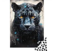 Black Leopard Puzzle Rectangular Paper Board 100% Recycled Cardboard Jigsaw Puzzle for Adult 1000pcs (38x26cm)