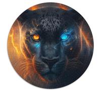 Black Leopard Puzzles for 1000 Piece 1000-Piece Round Jigsaw Puzzle Ideal for Lover, Perfect Christmas, New Year, Valentine's Gift 67.5x67.5cm