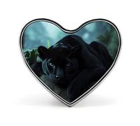 Black Leopard Wildlife Animal Heart Badge Funny Lapel Pins Personalized Button Brooch Pin for Clothing Bag Accessories