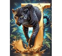 Black Leopard with A Gold Letter J 1000 Piece Jigsaw Puzzle for Adults Wildlife Pet Garden Room Decor Nature Inspired Detailed Artwork for Gardeners 1000 PCS