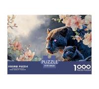 Black Leopard with Pink Eyes 1000 Piece Eco-friendly Paper Jigsaw Puzzles Wild Beast Unique Challenging Educational Toys Jigsaws For Adults And Kids 38x26cm/1000pcs