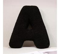 Black Letter Number Pillow - Soft Plush Alphabet & Numeric & Red Heart Cushion Decorative Initial Throw Pillow DIY Accent for Couch Sofa Bed Car Party Home Gift (A)