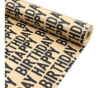 Black Letters Kraft Paper Roll, 43cm×12m Happy Birthday Wrapping Paper