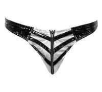 Black Level Men's Vinyl Briefs Black/Silver XXL