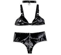 Black Level Vinyl Bra Set Black XL
