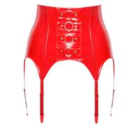 Black Level Women's Vinyl Suspender Straps Red L