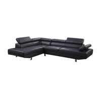 (Black, LHF (Left Corner)) Fidenza Leather 4-5 Seater Corner Sofa