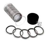Black Lid Capsule Tube & 20 39mm Black Ring Coin Holders for 1oz Silver Rounds