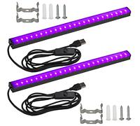 Black Light Bar 10W UV Blacklight Strip for Glow Party: 1ft USB Portable LED Party Supplies for Body Paint Stage Fluorescent Tapestry Poster Halloween Club Bedroom Cabinets Decor Urine Detect 2 Pack