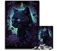 Black Light Cat 1000Pc Adults Jigsaw Puzzle cardboard Jigsaw Puzzles for Adults Interactive Family Game, Brain Challenge, Educational Toy 26X38CM/10.23x14.96inch