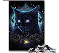 Black Light Cat 1000Pc Adults Jigsaw Puzzle Jigsaw Puzzles for Adults Home Decor Brain Teaser Game for Teenagers & Family Interaction size 50x75cm