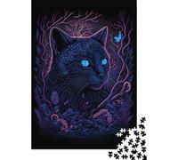Black Light Cat 13 1000 Piece Puzzle for Relaxing Weekends, 52x38cm/1000pcs