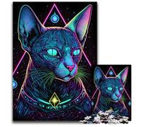 Black Light Cat JigsawPuzzle 1000 Pieces for Adults cardboard Jigsaw Puzzles for Adults Ideal DIY Decor & Brain Teaser Gift 26X38CM/10.23x14.96inch