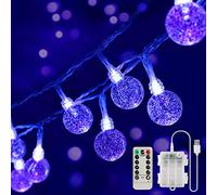 Black Light Fairy Lights Battery Operated with Remote, 15FT 30LED UV Globe Ball String Lights, Waterproof Crystal Bubble Twinkle Lights for Christmas Tree Bedroom Glow Party Tapestry Halloween
