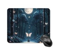 Black Light Fantasy Forest Mouse Pad Square Mice Mat Waterproof Computer Mousepad with Non-Slip Rubber Base Wireless Mice Pad for Laptop Office Home Personalized Gaming Mousepad 20 * 25cm