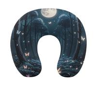 Black Light Fantasy Forest Pillow U Shaped, Portable Travel Pillows - Removable Cover, Ergonomic Memory Foam Neck Pillow for Travel & Office