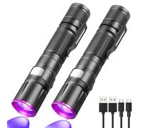 Black Light Flashlight, 2Pack UV Flashlights USB-C Rechargeable 8Hours Long-Lasting Pure Ultraviolet Light, Fluorescent Detector for Dog,Pet Urine Stains,Flowers Glows,UV Paint Glows,Hornworm