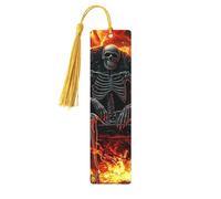 Black Light Skull King Terror Hell with Lava and Crows Double-Sided Printed Wooden Bookmarks 5pcs, Women Presents for Book Lovers Cool Notebook Accessories Birthday Presents for Men(5 Piece Set)